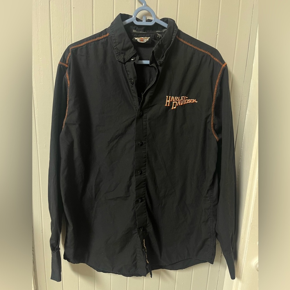 Harley Davidson Black Button Up Embroidered shirt - Picture 1 of 5